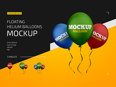 Floating Helium Balloons Mockup Set