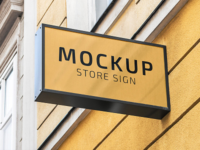 Free Store Sign PSD MockUp in 4k advertising banner free freebie logo mockup outdoor shop sign signage signboard store