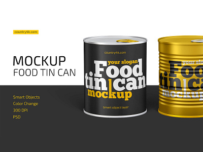 Food Tin Can Mockup conserve container corn food logo metal mockup packaging preserve product tin can tuna
