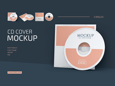 CD Cover Mockup Set album branding cd cd case cd cover disc dvd logo mockup music office record