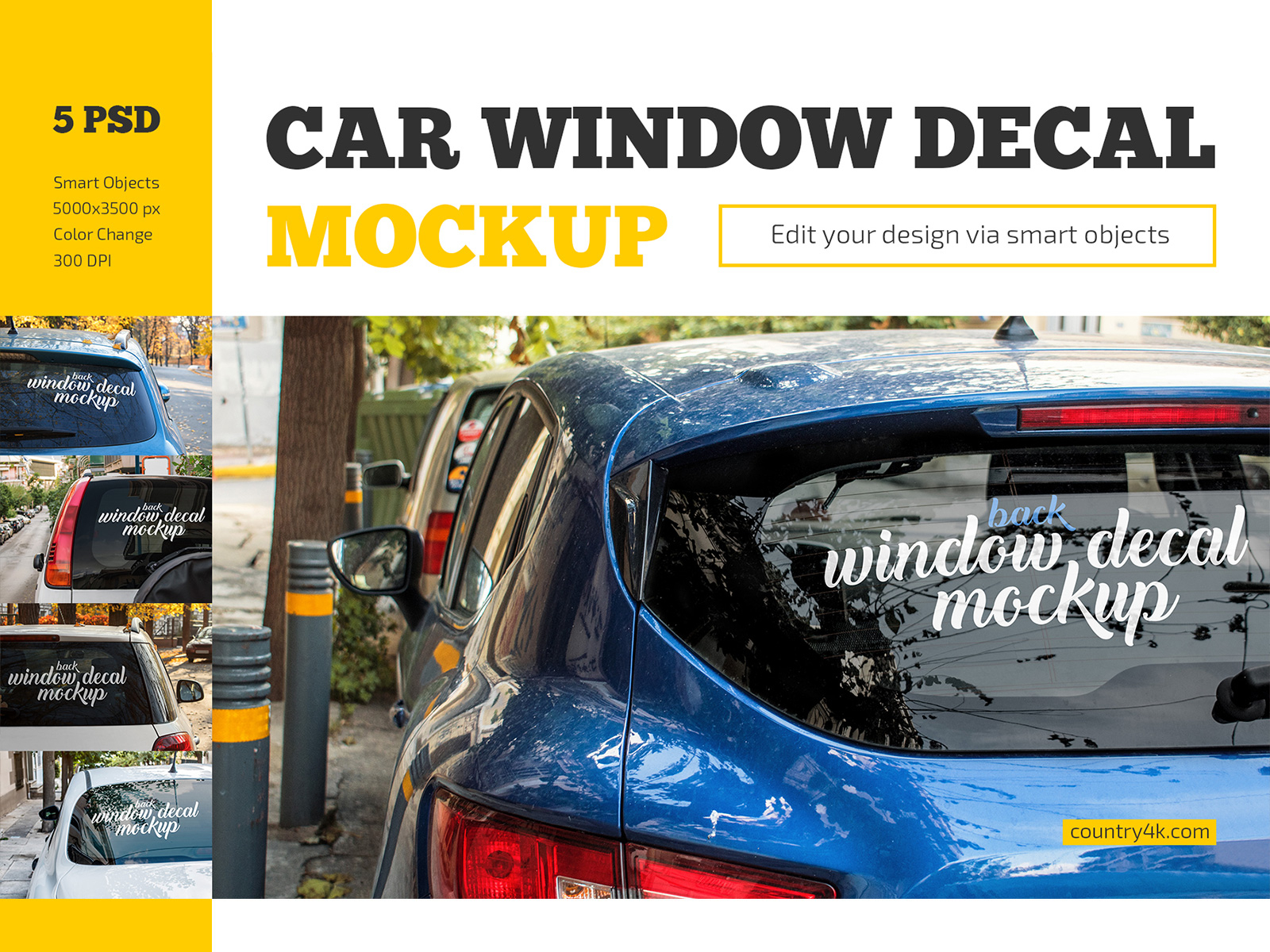 Download Car Window Decal Mockup Set By Country4k On Dribbble PSD Mockup Templates