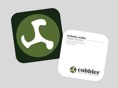 New Business Cards for New Biz business cards green square