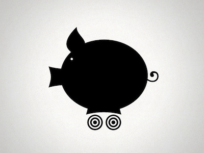 Ham Trolley animal black logo pig