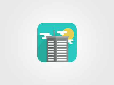 Skyscraper building color flat design handmade icon illustration popular ui vector