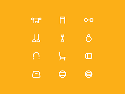 Icons, duh. brave people client work exercise fitness flat handmade icons illustration orange popular simple workout