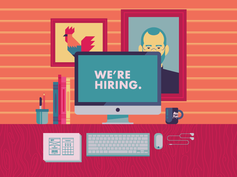 We're Hiring brave people careers color custom design detailed flat gif handmade hiring illustration popular