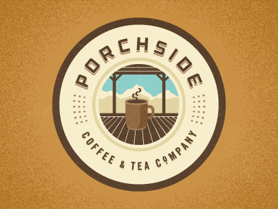 Porchside Coffee & Tea Company coffee color identity illustration logo tea texture