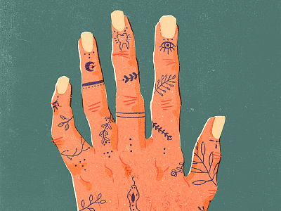 Hand Tattoos digital floral graphic hand illustration plants tattoo