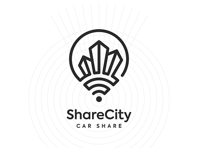 Share City logo city illustration illustrator logo logotype map pin pointer share town vector wi fi