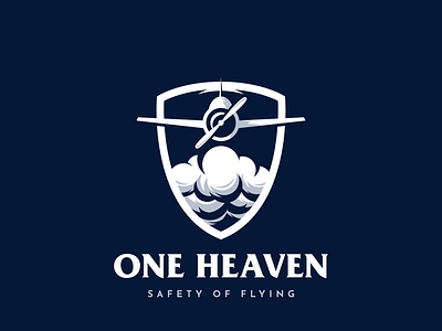 ONE HEAVEN aircraft airplane brand branding cloud clouds fly flying heaven logo plane sky