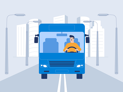 Bus driver animation bus character city color driver flat illustration illustrator vector