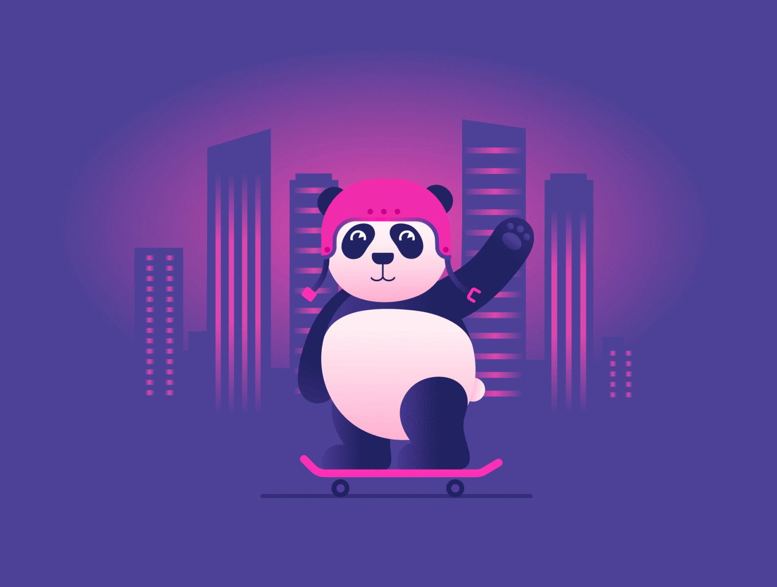 Panda art character characters color gradient illustration illustrator panda skate vector