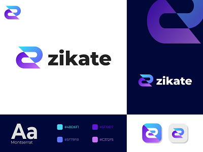 Zekate modern Z letter Logo art brand identity design branding design graphic illustration inspiration letter logo logo logo design marketing modern logo new pohotoshop