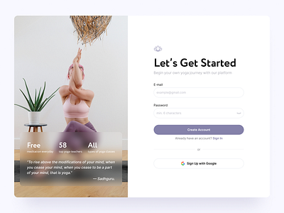 Daily UI 001 — Sign Up Form daily dailyui design sign up form ui ux web yoga