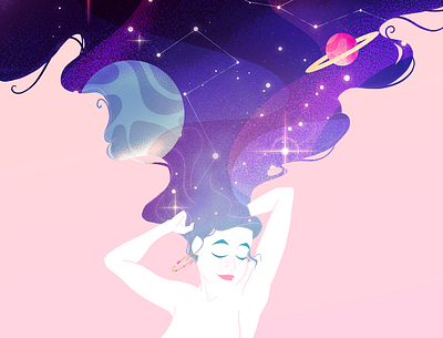 Weekly Design Challenge: Galaxy challenge character design art galaxy girl negative space space stars vector