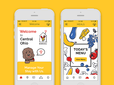 Ronald McDonald House Charities dog fruit mobile visual design yellow