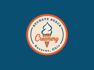 The Creamery Logo badge branding color cone design icecream illustration illustrator logo ohio