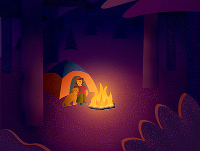 Camping Buddies camping color design fire illustration illustrator outdoor tent vector
