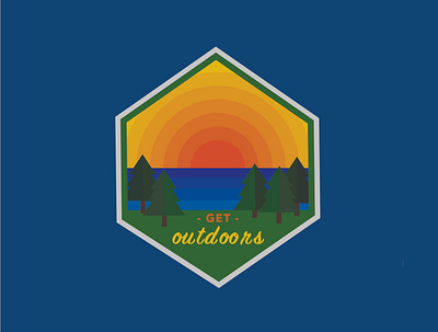 Nature Badge adventure badge color design illustration illustrator lake outdoors sun vector