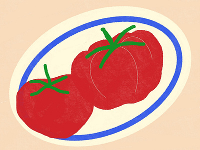 Tomato art branding color design dish eat food fruit illo illustration painting sketching texture tomato