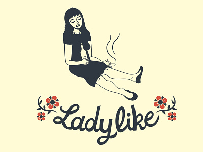 "Ladylike" branding customtype design girl graphic illustration logo smoking typography vector wino