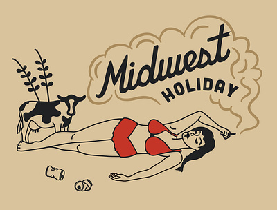 Midwest Holiday adobeillustator beer cow graphic illustration logo midwest pinup smoking vector vectordesign