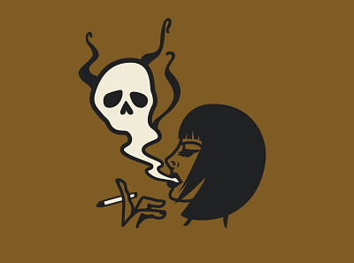 Smoker's Lounge branding cigarettes design graphic illustration lady logo skull vector