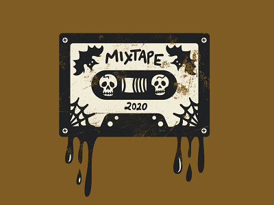 2020 Mix black and white cassette cassettetape design graphic gritty halloween illustration logo radio vector