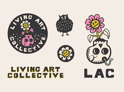Living Art Collective Logo branding customtypography design graphic illustration logo logodesign monster monsterlogo skull vector