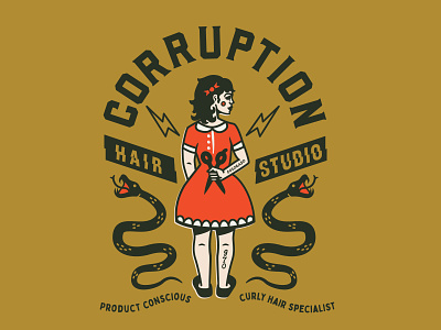 Corruption Hair Studio brandidentity brandidentitydesign branding design graphic hairsalonlogo illustration logo logodesign vector
