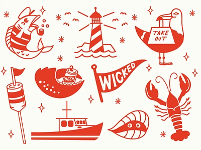 Vacationland branding design graphic illustration lobster logo maine vector