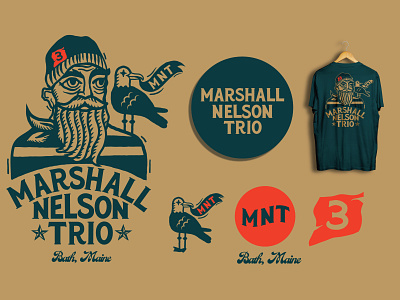 Marshall Nelson Trio branding design graphic illustration logo nautical oldfisherman vector