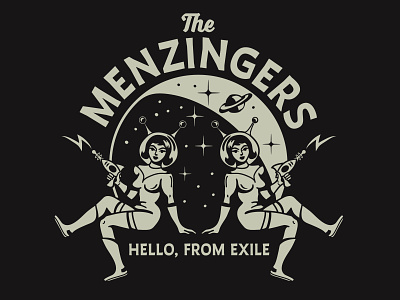 Menzingers Merch blackandwhite branding design graphic illustration outerspace space spacegirls vector