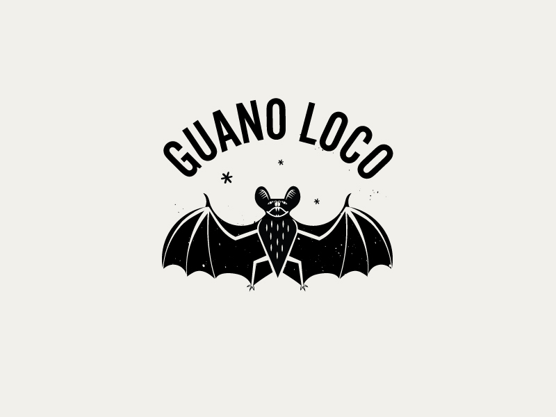 G U A N O L O C O bat black graphic gritty illustration t-shirt vector white