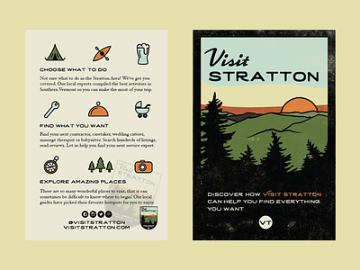 Visit Stratton V.T. camping forest iconography mountains northeast outdoors postcard retro sunset vermont vintage woods