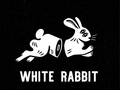 Follow the White Rabbit black and white design gritty logo rabbit whiterabbit