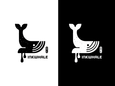 InkWHALE black black and white branding design graphic gritty illustration logo logodesign logotype vector whale whalelogo