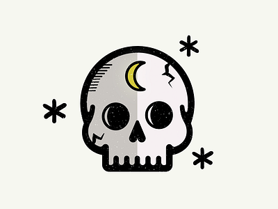 Cute skull from rejected logo black and white branding design graphic gritty illustration logo skull