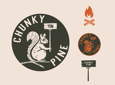 Chunky Pine branding design graphic illustration logo squirrel vector