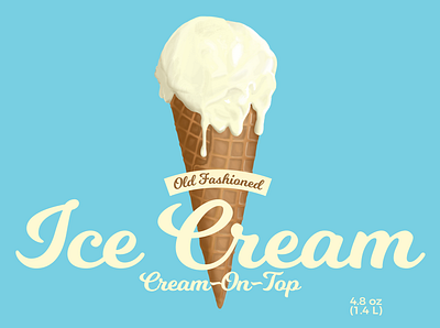 Ice Cream Illustration blue food food illustration ice ice cream ice cream cone icecream light blue old fashioned package design packaging photoshop simple waffle