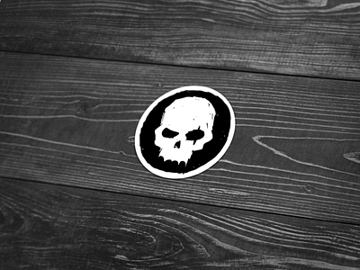 Kaotic Night Sticker black and white grunge logo night simple skull skull logo texture