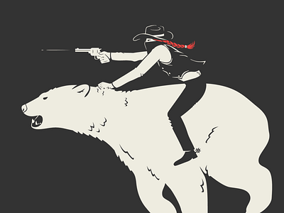 Bear Back bear braid cowboy cowboy hat cowgirl gun polar bear red hair red head shooting simple simple illustration spurs vest