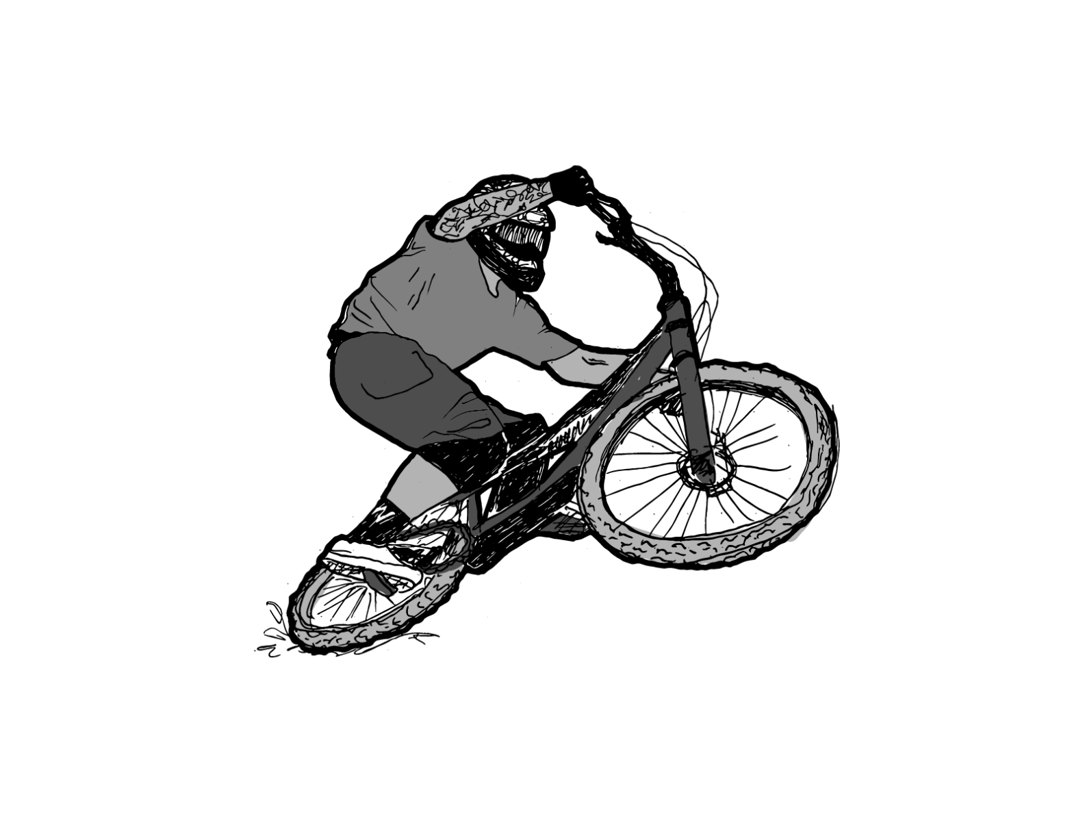 Man riding a mountain bike black and white hand drawn sketch 25698493  Vector Art at Vecteezy