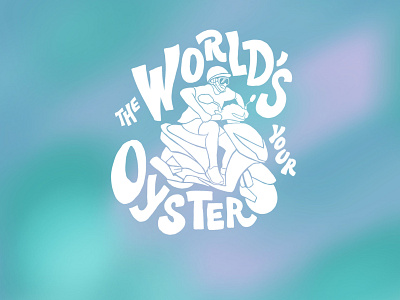 The world's your oyster hand drawn illustration mexico moto oyster sticker trip vacation