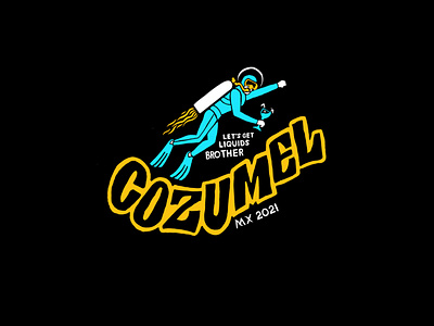 Liquids brother cozumel dive diving drink fun illustration illustrtation mexico scuba snorkel sticker