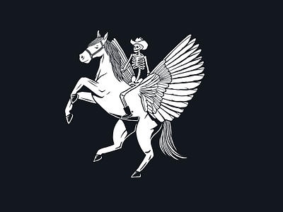 Riding High cowboy fly flying hand drawn horse illustration needtobreathe pegasus simple skeleton