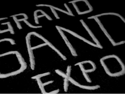 Grand Sand Expo Lettering and art black blackandwhite design expo grand handlettering letter lettering sand tactile tactile design tactile typography type typedesign typography white