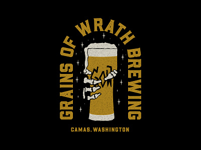 Grains of Wrath Lockup beer branding design illustration logo pnw screenprint skeleton typography vector washington