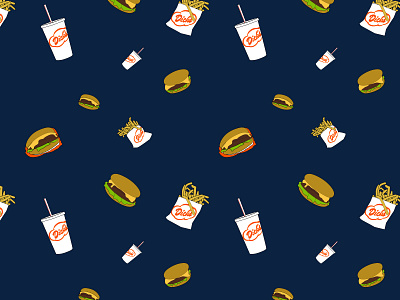 Dick s Drive-In Pattern 2 burger illustration pattern pnw vector