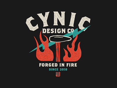 Cynic Forged apparel branding distressed fire forged graphicdesign illustration lightning logo logodesign pnw screenprint typography vector